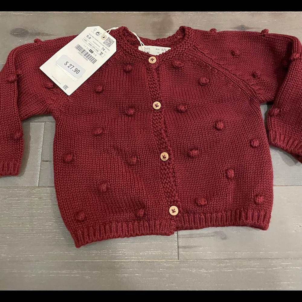 Zara little girl bobble knit cardigan red